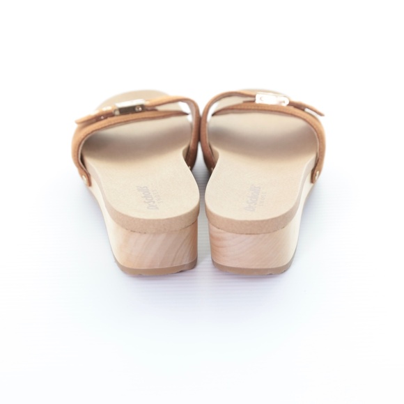 Dr. Scholl’s Original Too Slide Brown Suede Cushioned Wooden Platform Sandals 8M - Picture 5 of 8